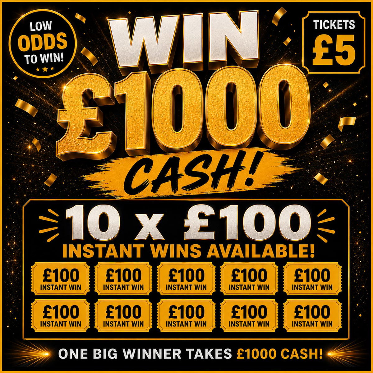 £1000 CASH plus 10 x £100 INSTANT WINS featured image