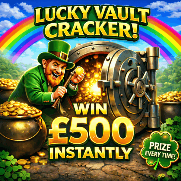 🍀 Lucky Vault Cracker · 6 x £500 Instant Wins + Prize Every Time featured image