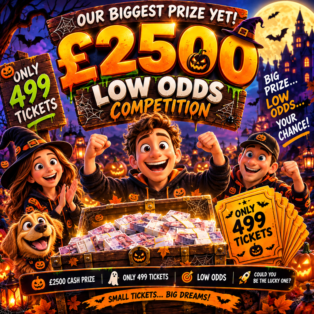 £2500 LOW ODDS TAX FREE CASH Only 499 Tickets featured image