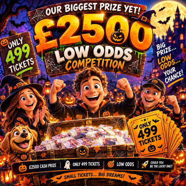 £2500 LOW ODDS TAX FREE CASH Only 499 Tickets featured image