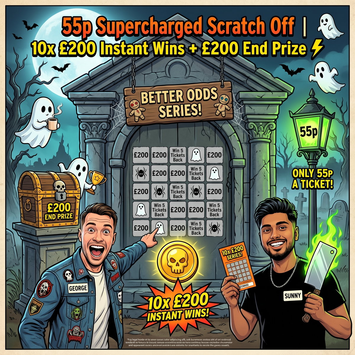 The Haunted 55p Supercharged Scratch Off | 10x £200 Instant Wins +