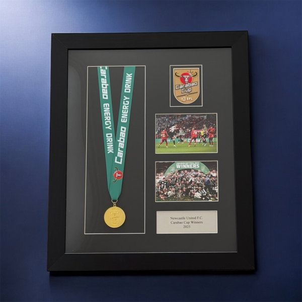 Newcastle Carabao Cup winners medal display with Champions patch LOOK featured image