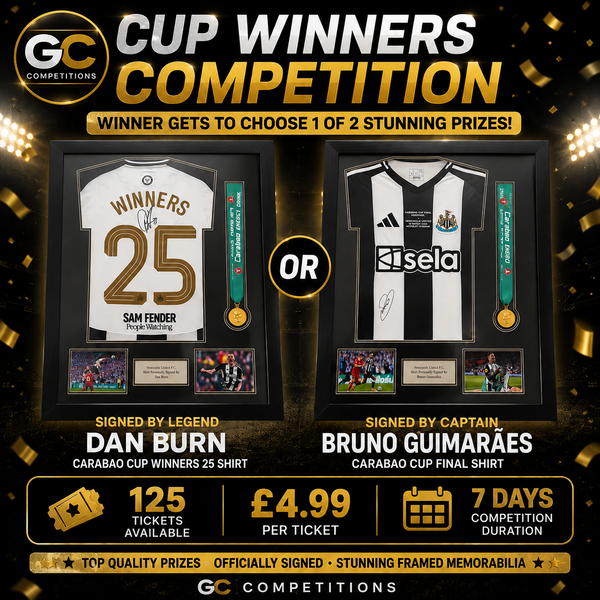 Cup Winners signed and framed shirts Bruno and Burn. Winner chooses which one they want featured image