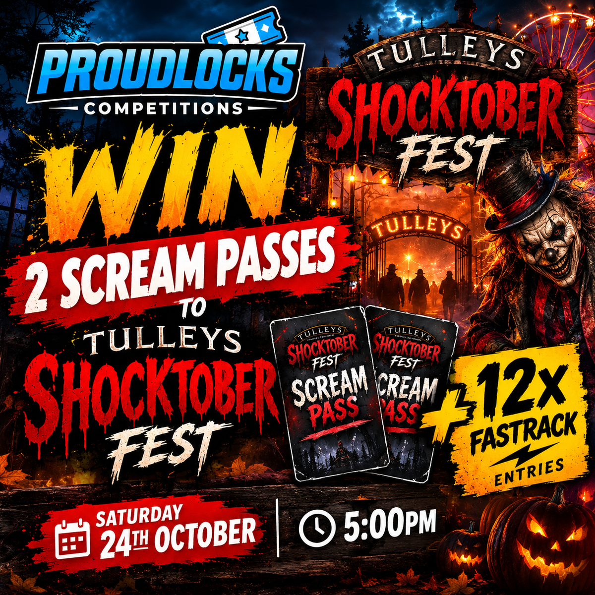 🎃👻 WIN 2 SCREAM PASSES TO TULLEYS SHOCKTOBER FEST! JUST £1.99! 👻🎃 featured image
