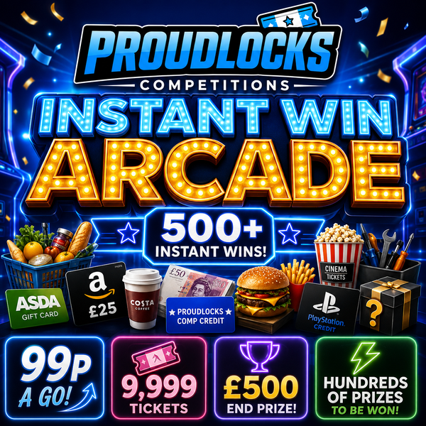 🎰⚡ PROUDLOCKS INSTANT WIN ARCADE! ⚡🎰 99P A GO • 500+ INSTANT WINS • £500 END PRIZE! featured image