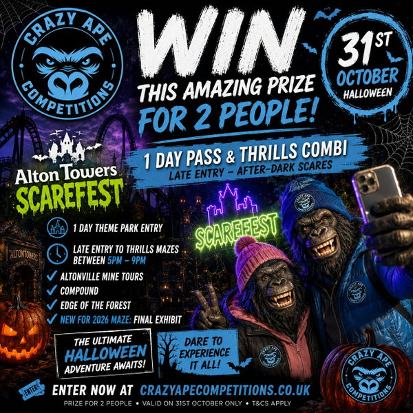 WIN 2X TICKETS ALTON TOWERS - SCAREFEST 31.10.26 (LATE ENTRY FROM 5PM) featured image