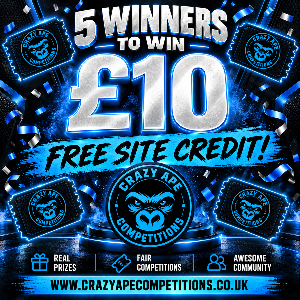 WIN FREE £10 SITE CREDIT X5 featured image
