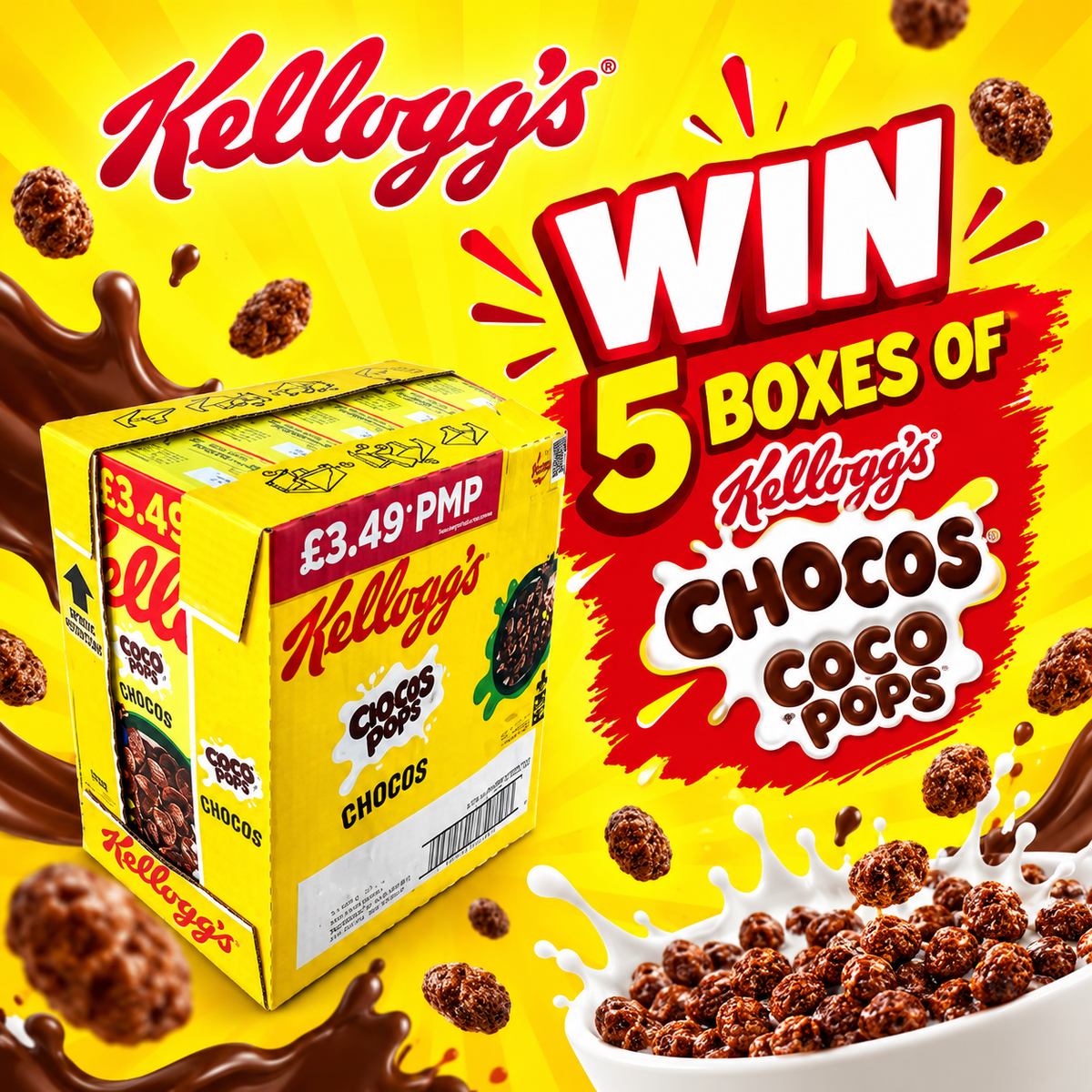 Kellogg's Coco Pops Chocos Breakfast Cereal 5x430g featured image